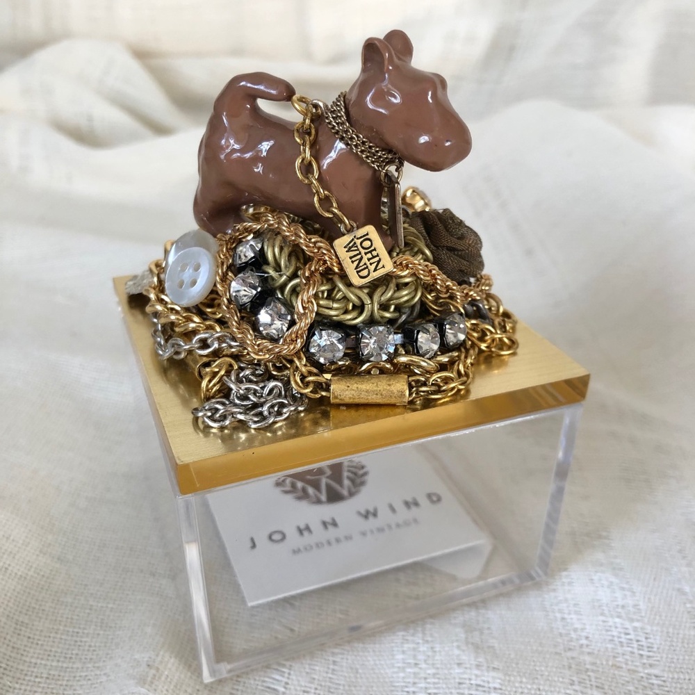 Terrier Dog Small Acrylic Keepsake Jewelry Box by John Wind Modern Vintage NWT